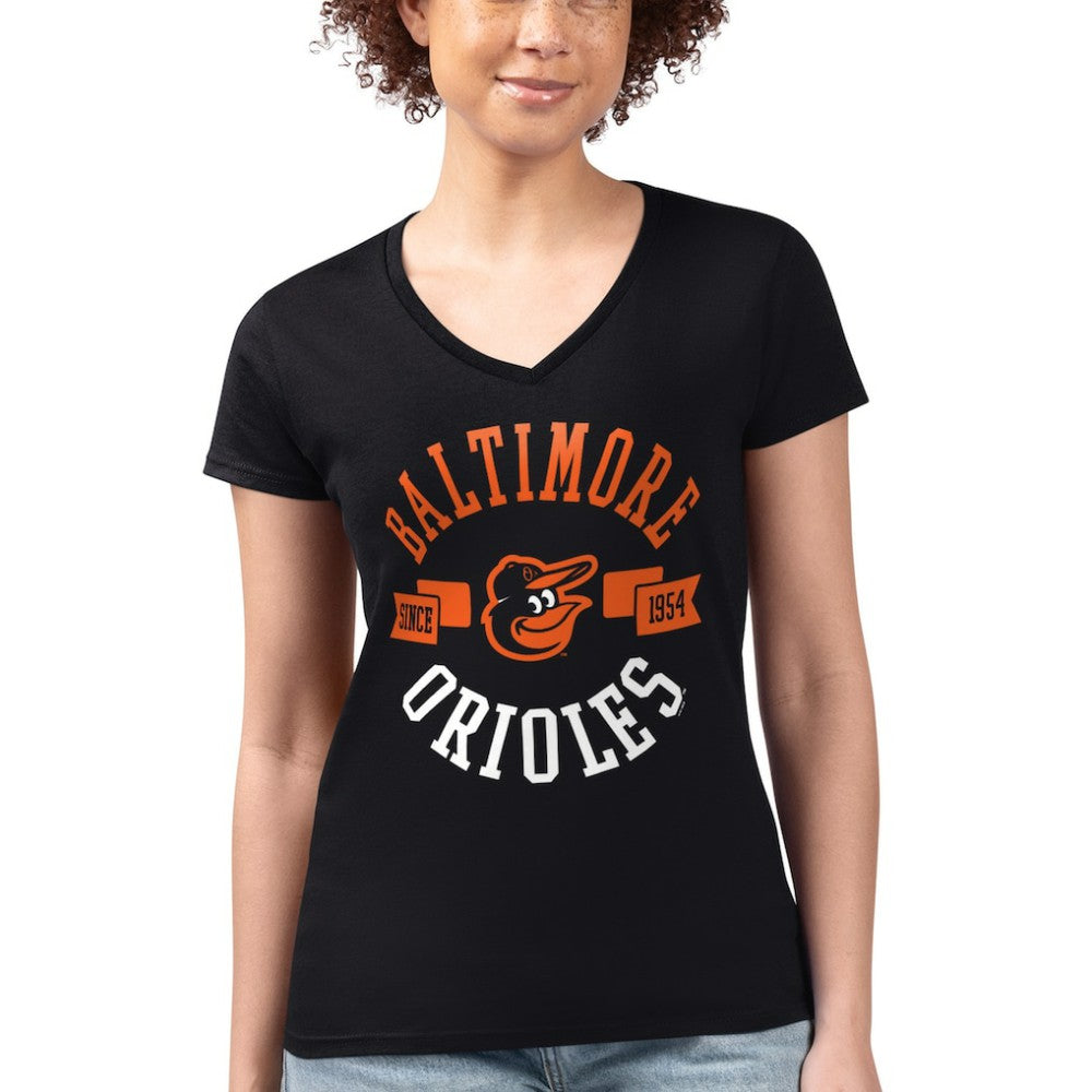 Baltimore Orioles G-III 4Her by Carl Banks Women's Super-Slim Fit Lightweight City Graphic V-Neck T-Shirt Sale
