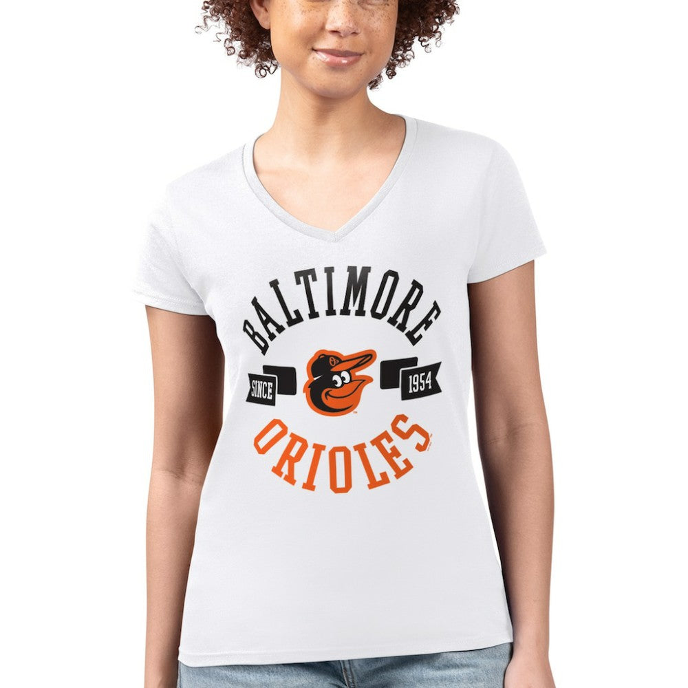 Baltimore Orioles G-III 4Her by Carl Banks Women's Super-Slim Fit Lightweight City Graphic V-Neck T-Shirt for sale