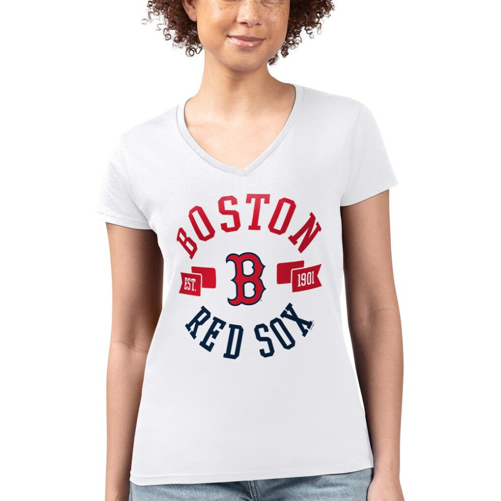 Boston Red Sox G-III 4Her by Carl Banks Women's Super-Slim Fit Lightweight City Graphic V-Neck T-Shirt Discount