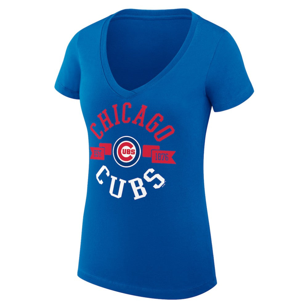 Chicago Cubs G-III 4Her by Carl Banks Women's Super-Slim Fit Lightweight City Graphic V-Neck T-Shirt Outlet