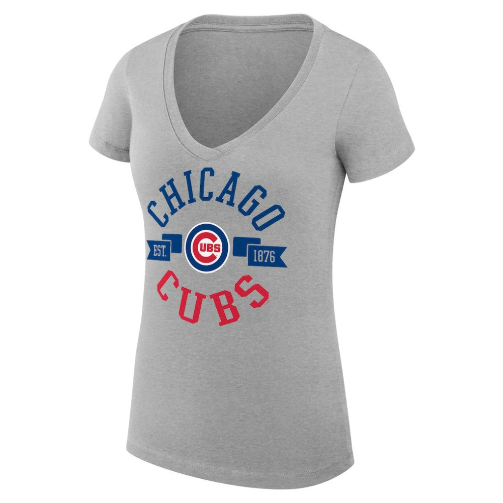 Chicago Cubs G-III 4Her by Carl Banks Women's Super-Slim Fit Lightweight City Graphic V-Neck T-Shirt for sale