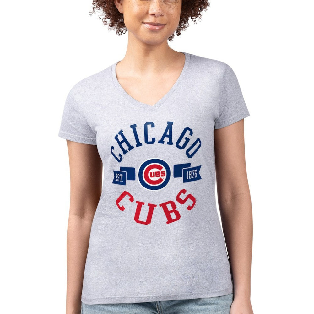 Chicago Cubs G-III 4Her by Carl Banks Women's Super-Slim Fit Lightweight City Graphic V-Neck T-Shirt for sale