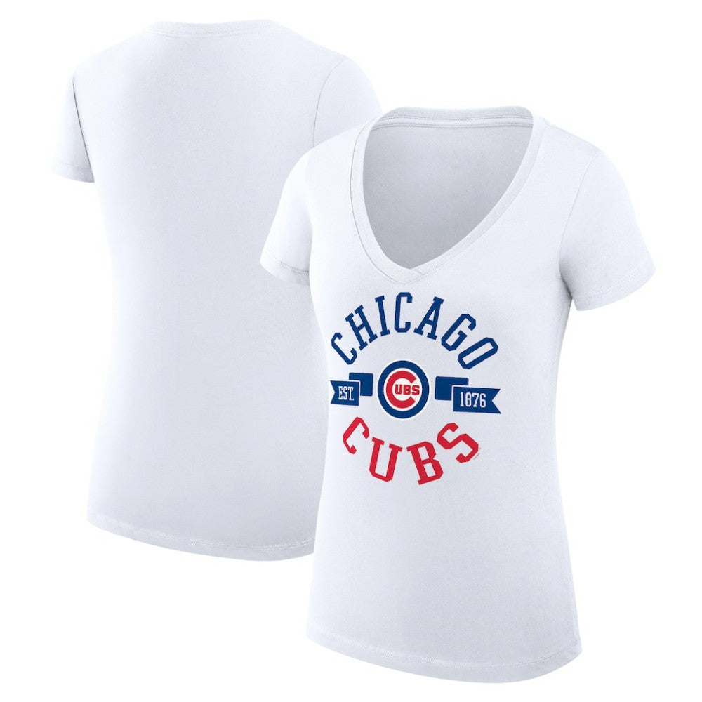 Chicago Cubs G-III 4Her by Carl Banks Women's Super-Slim Fit Lightweight City Graphic V-Neck T-Shirt Near Me