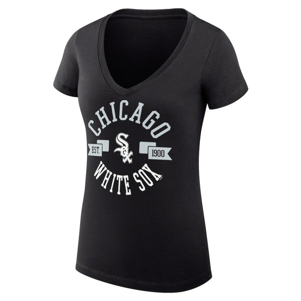 Chicago White Sox G-III 4Her by Carl Banks Women's Super-Slim Fit Lightweight City Graphic V-Neck T-Shirt Discount