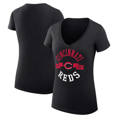 Cincinnati Reds G-III 4Her by Carl Banks Women's Super-Slim Fit Lightweight City Graphic V-Neck T-Shirt Outlet