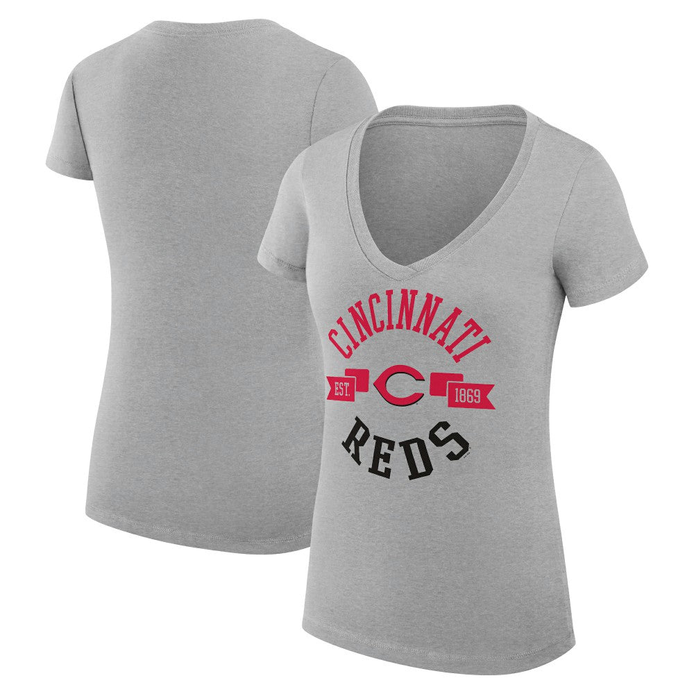 Cincinnati Reds G-III 4Her by Carl Banks Women's Super-Slim Fit Lightweight City Graphic V-Neck T-Shirt Online