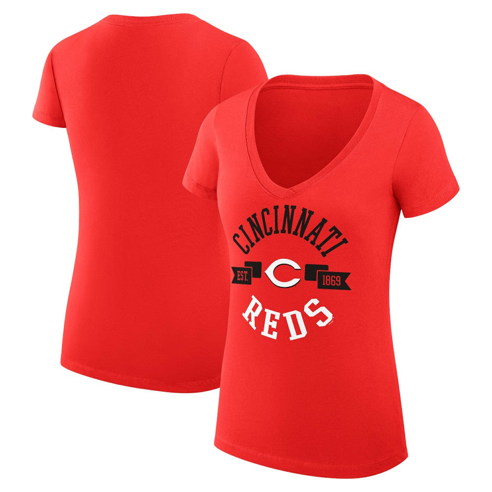 Cincinnati Reds G-III 4Her by Carl Banks Women's Super-Slim Fit Lightweight City Graphic V-Neck T-Shirt Sale
