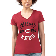 Cincinnati Reds G-III 4Her by Carl Banks Women's Super-Slim Fit Lightweight City Graphic V-Neck T-Shirt Sale