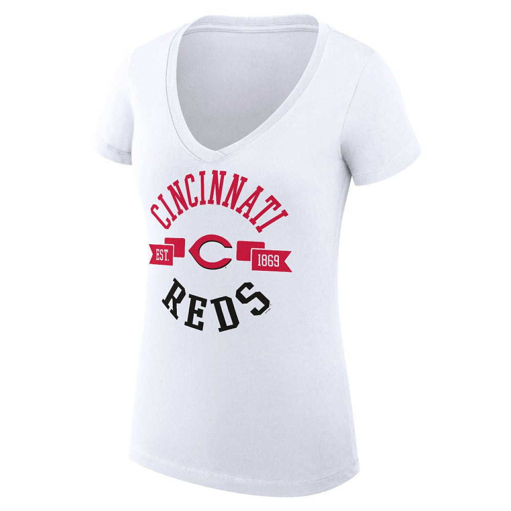 Cincinnati Reds G-III 4Her by Carl Banks Women's Super-Slim Fit Lightweight City Graphic V-Neck T-Shirt Sale