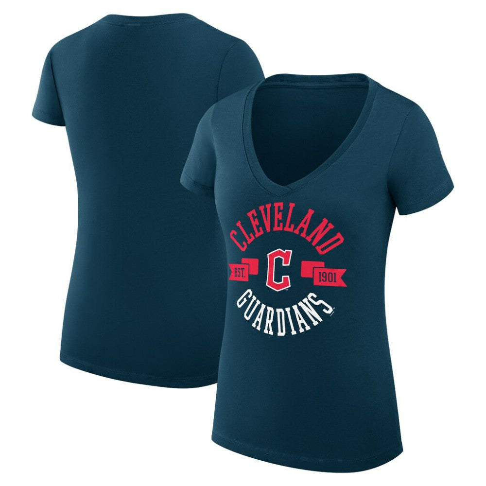Cleveland Guardians G-III 4Her by Carl Banks Women's Super-Slim Fit Lightweight City Graphic V-Neck T-Shirt Sale