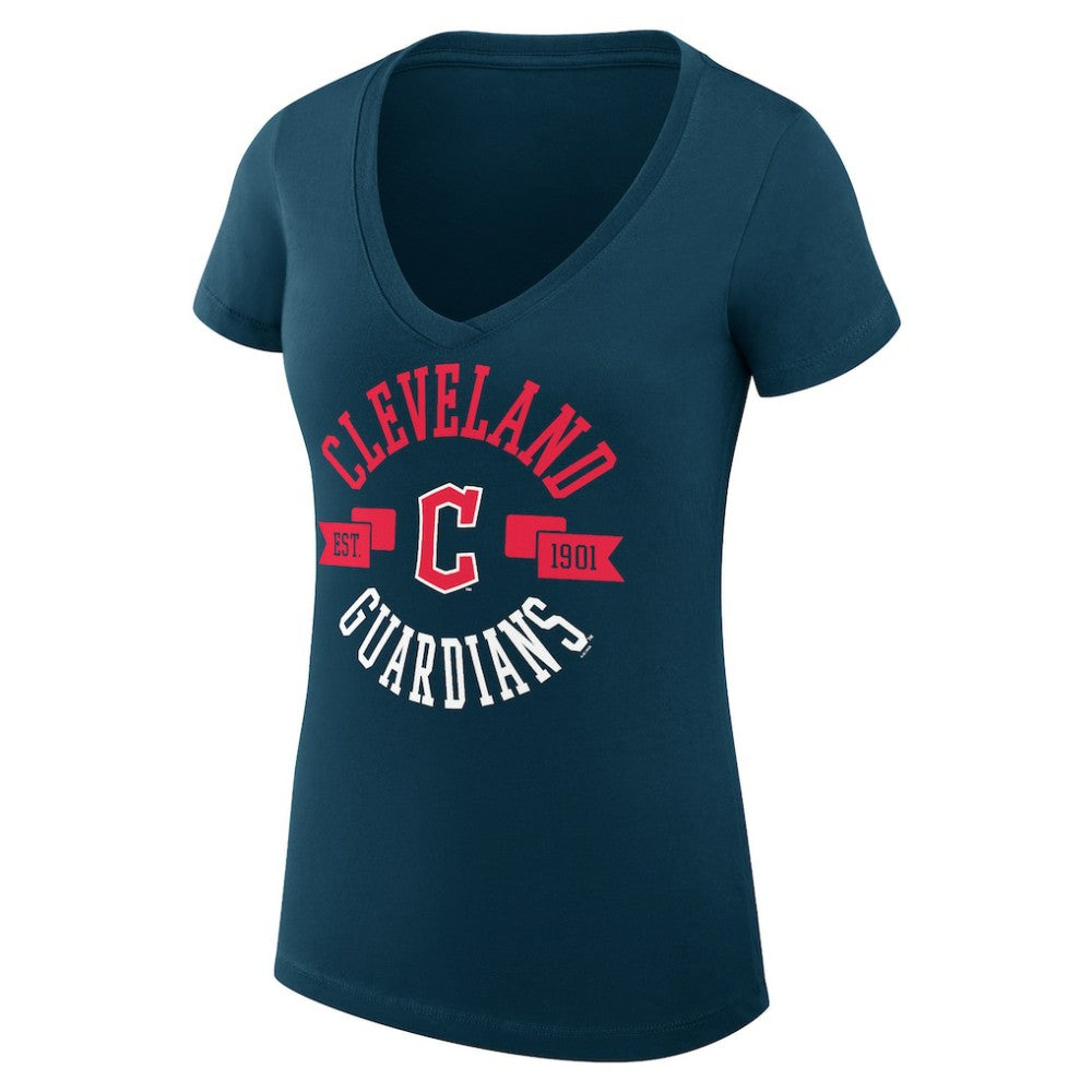 Cleveland Guardians G-III 4Her by Carl Banks Women's Super-Slim Fit Lightweight City Graphic V-Neck T-Shirt Sale