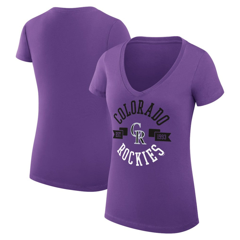 Colorado Rockies G-III 4Her by Carl Banks Women's Super-Slim Fit Lightweight City Graphic V-Neck T-Shirt Discount