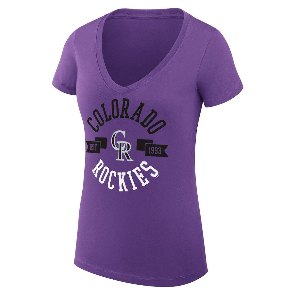 Colorado Rockies G-III 4Her by Carl Banks Women's Super-Slim Fit Lightweight City Graphic V-Neck T-Shirt Discount