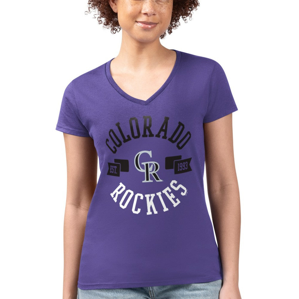 Colorado Rockies G-III 4Her by Carl Banks Women's Super-Slim Fit Lightweight City Graphic V-Neck T-Shirt Discount