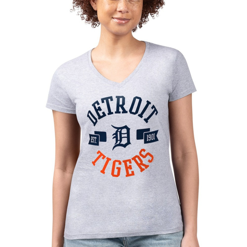 Detroit Tigers G-III 4Her by Carl Banks Women's Super-Slim Fit Lightweight City Graphic V-Neck T-Shirt Discount