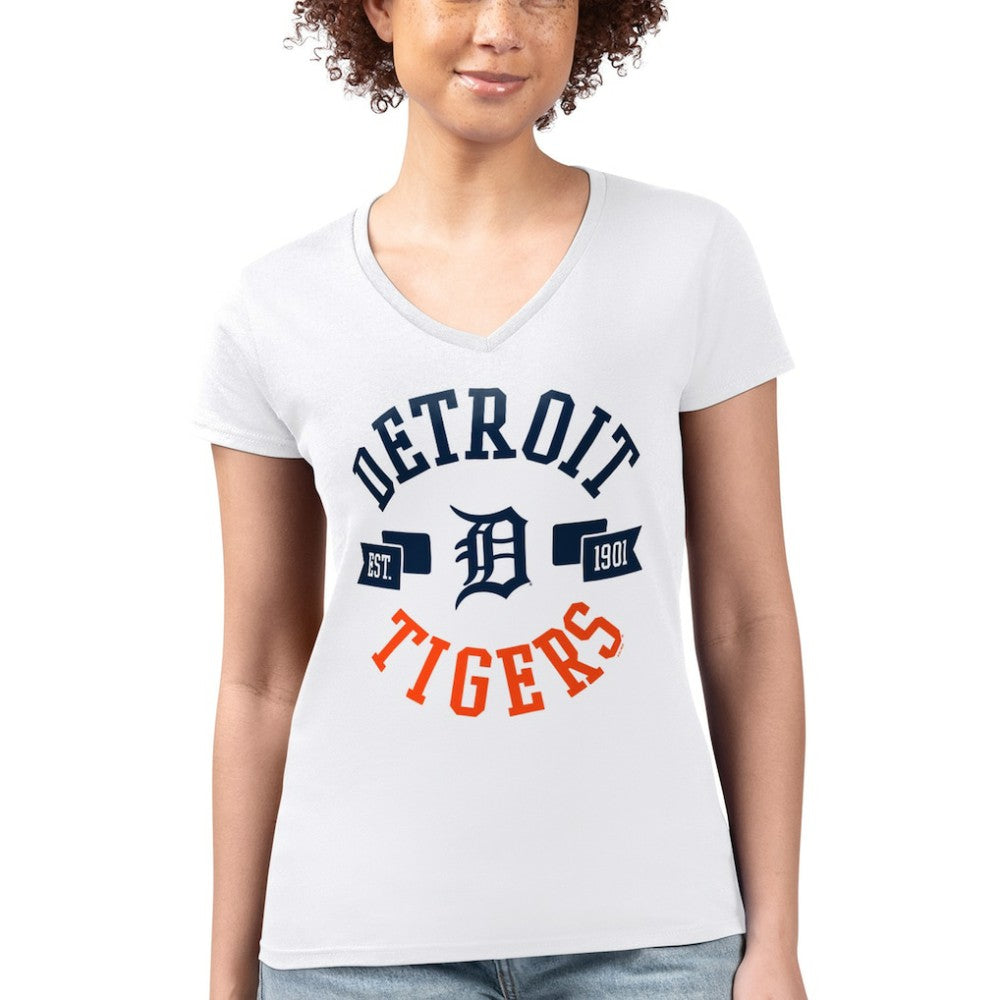 Detroit Tigers G-III 4Her by Carl Banks Women's Super-Slim Fit Lightweight City Graphic V-Neck T-Shirt Sale