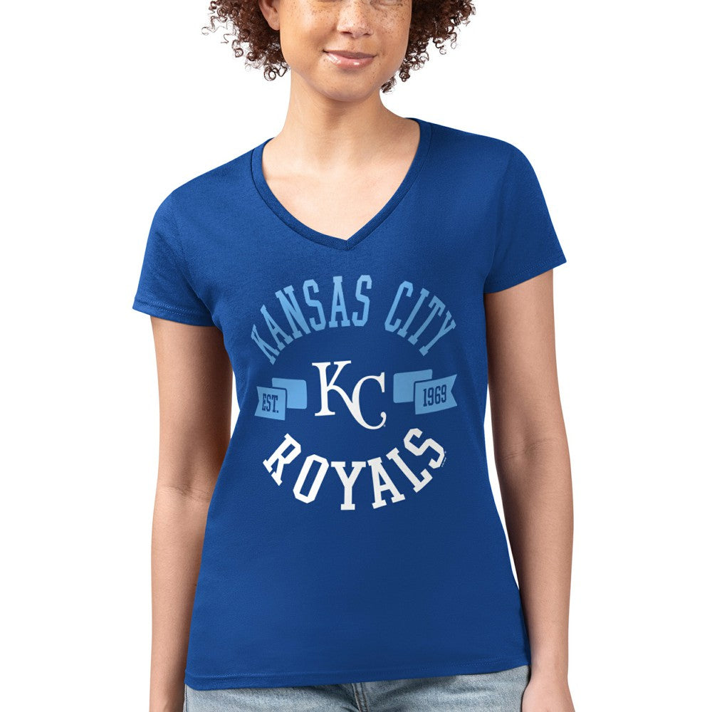 Kansas City Royals G-III 4Her by Carl Banks Women's Super-Slim Fit Lightweight City Graphic V-Neck T-Shirt for sale