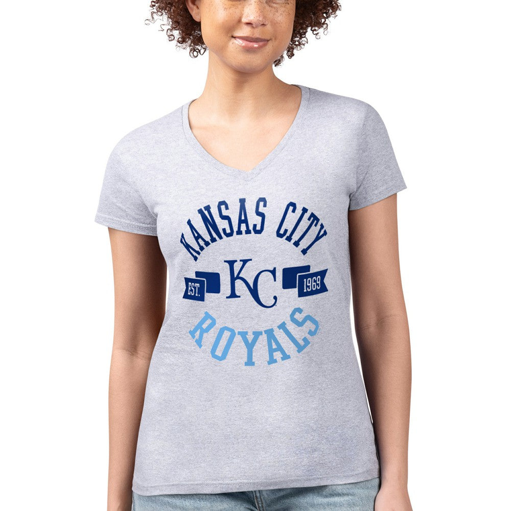 Kansas City Royals G-III 4Her by Carl Banks Women's Super-Slim Fit Lightweight City Graphic V-Neck T-Shirt Discount