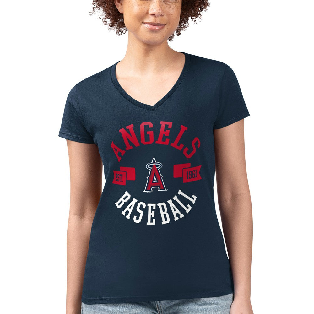 Los Angeles Angels G-III 4Her by Carl Banks Women's Super-Slim Fit Lightweight City Graphic V-Neck T-Shirt Sale
