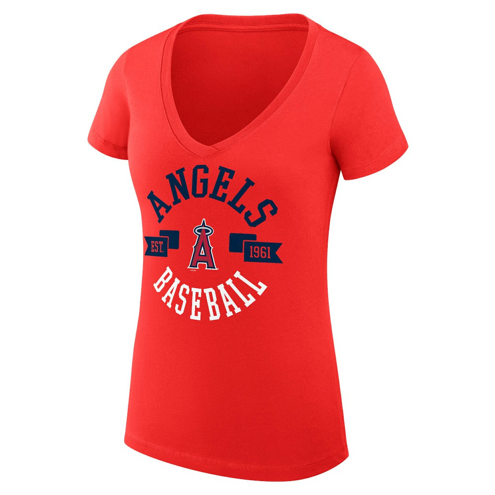 Los Angeles Angels G-III 4Her by Carl Banks Women's Super-Slim Fit Lightweight City Graphic V-Neck T-Shirt Discount
