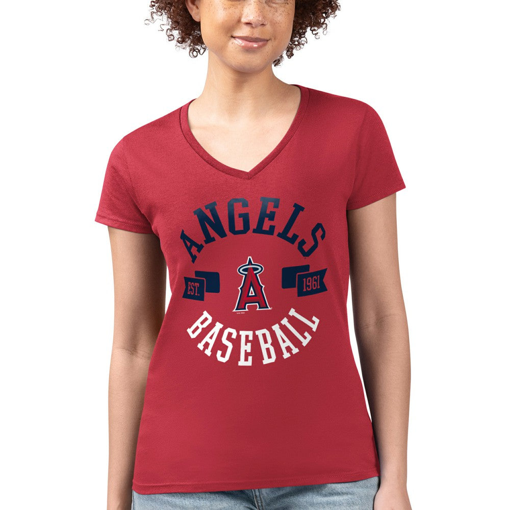 Los Angeles Angels G-III 4Her by Carl Banks Women's Super-Slim Fit Lightweight City Graphic V-Neck T-Shirt Discount