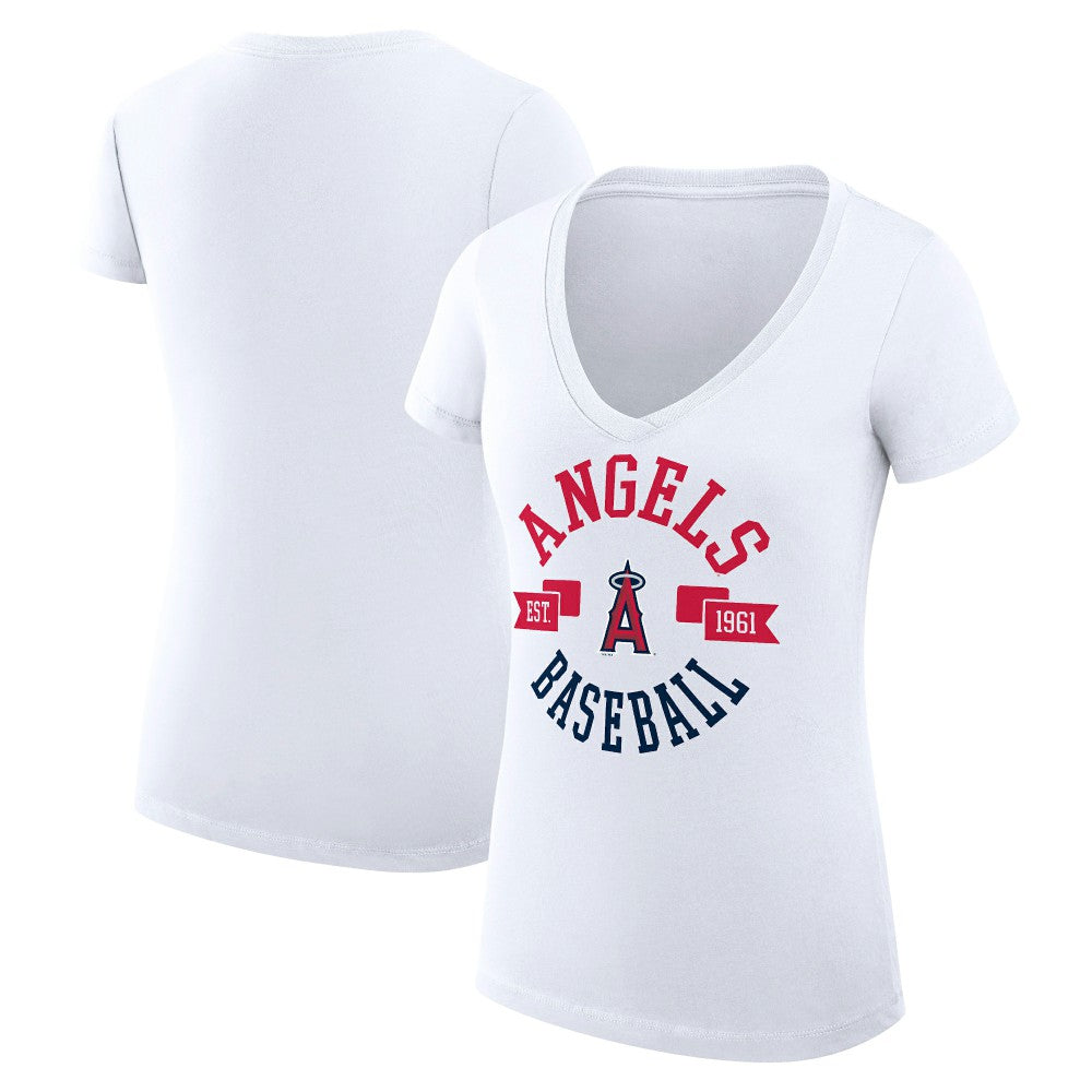 Los Angeles Angels G-III 4Her by Carl Banks Women's Super-Slim Fit Lightweight City Graphic V-Neck T-Shirt Online
