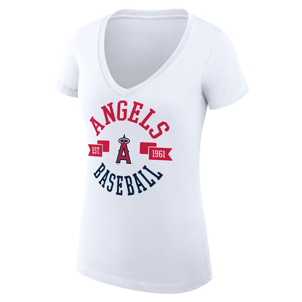 Los Angeles Angels G-III 4Her by Carl Banks Women's Super-Slim Fit Lightweight City Graphic V-Neck T-Shirt Online