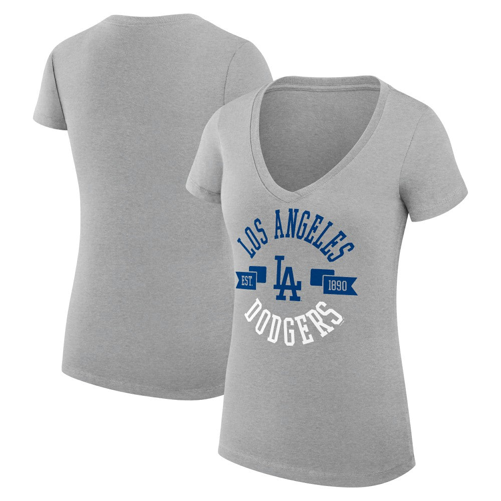 Los Angeles Dodgers G-III 4Her by Carl Banks Women's Super-Slim Fit Lightweight City Graphic V-Neck T-Shirt Outlet