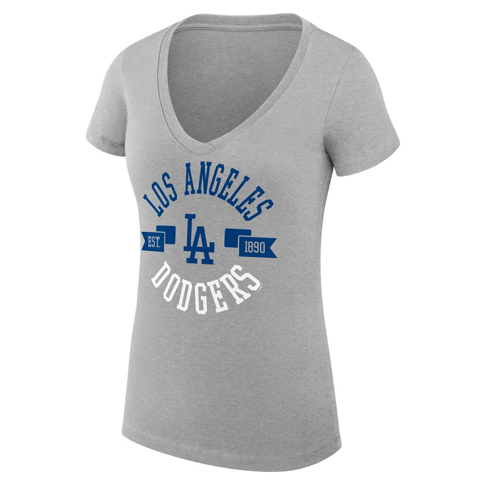 Los Angeles Dodgers G-III 4Her by Carl Banks Women's Super-Slim Fit Lightweight City Graphic V-Neck T-Shirt Outlet