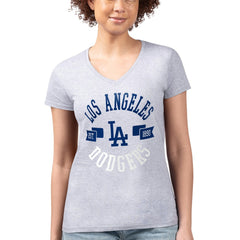 Los Angeles Dodgers G-III 4Her by Carl Banks Women's Super-Slim Fit Lightweight City Graphic V-Neck T-Shirt Outlet