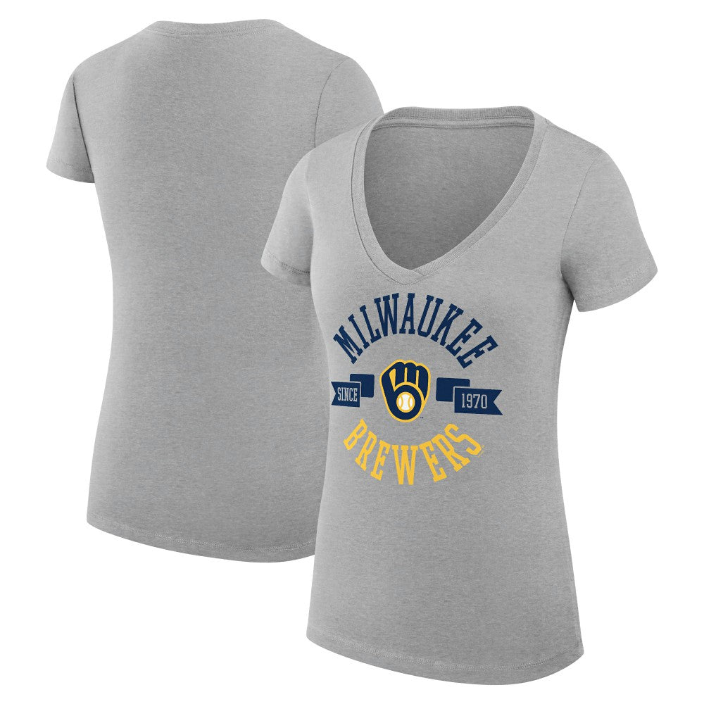 Milwaukee Brewers G-III 4Her by Carl Banks Women's Super-Slim Fit Lightweight City Graphic V-Neck T-Shirt Near Me