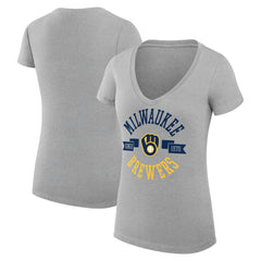 Milwaukee Brewers G-III 4Her by Carl Banks Women's Super-Slim Fit Lightweight City Graphic V-Neck T-Shirt Near Me