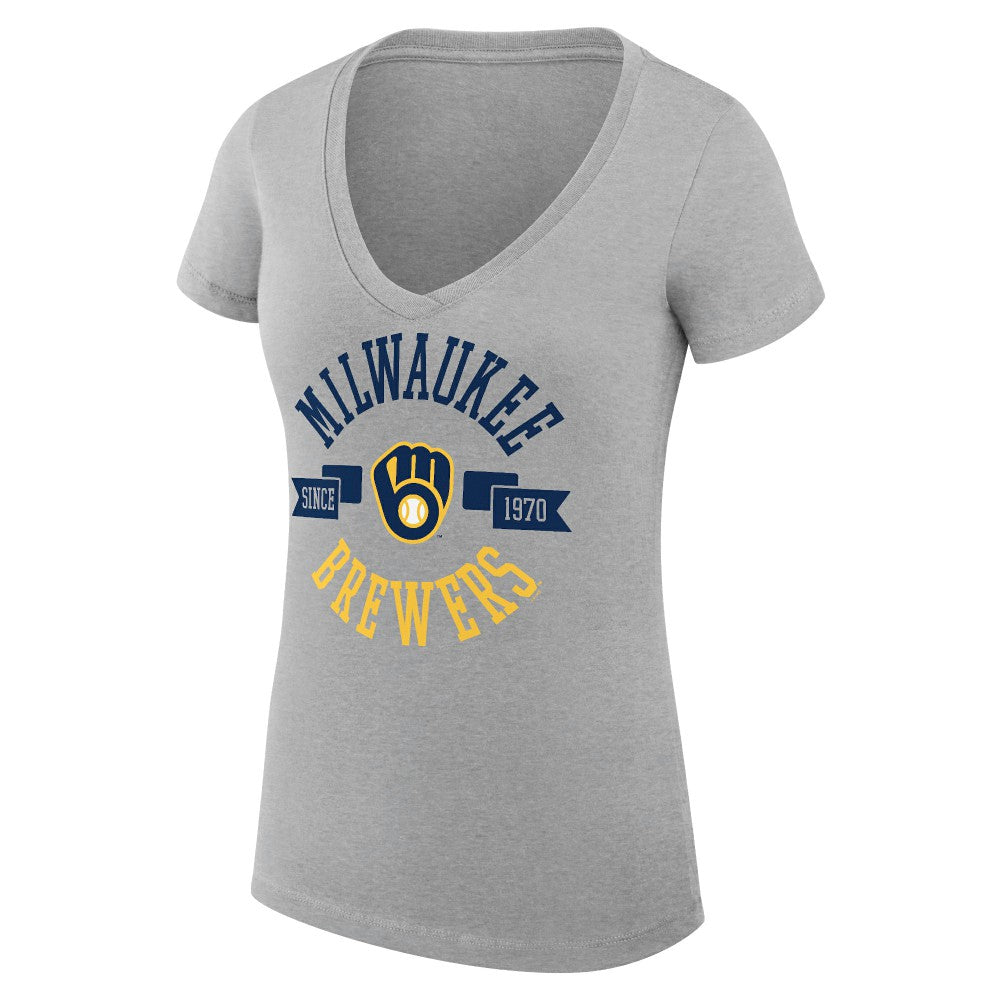 Milwaukee Brewers G-III 4Her by Carl Banks Women's Super-Slim Fit Lightweight City Graphic V-Neck T-Shirt Near Me