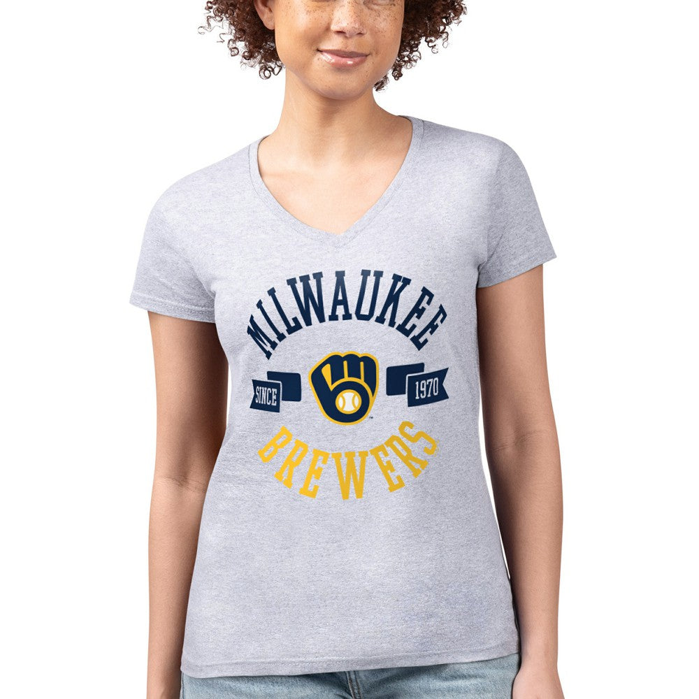 Milwaukee Brewers G-III 4Her by Carl Banks Women's Super-Slim Fit Lightweight City Graphic V-Neck T-Shirt Near Me