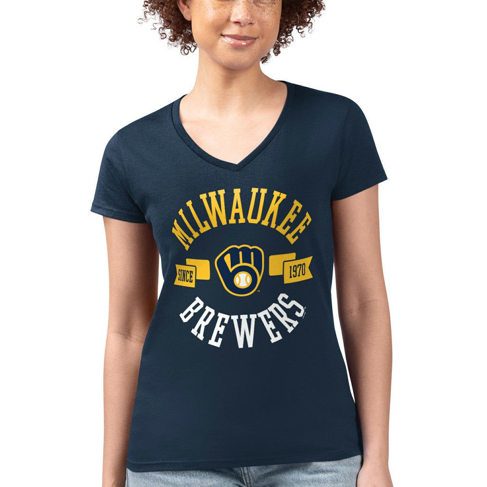 Milwaukee Brewers G-III 4Her by Carl Banks Women's Super-Slim Fit Lightweight City Graphic V-Neck T-Shirt Near Me