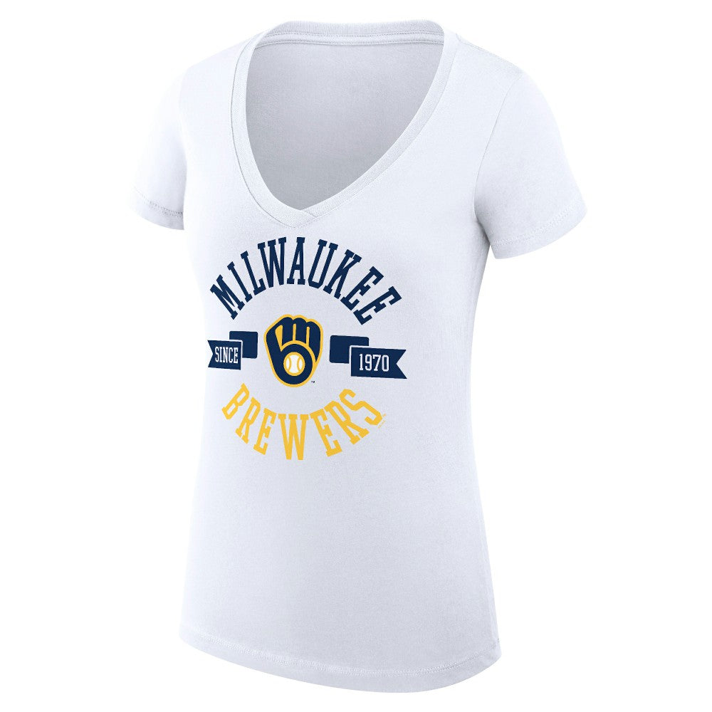 Milwaukee Brewers G-III 4Her by Carl Banks Women's Super-Slim Fit Lightweight City Graphic V-Neck T-Shirt Online