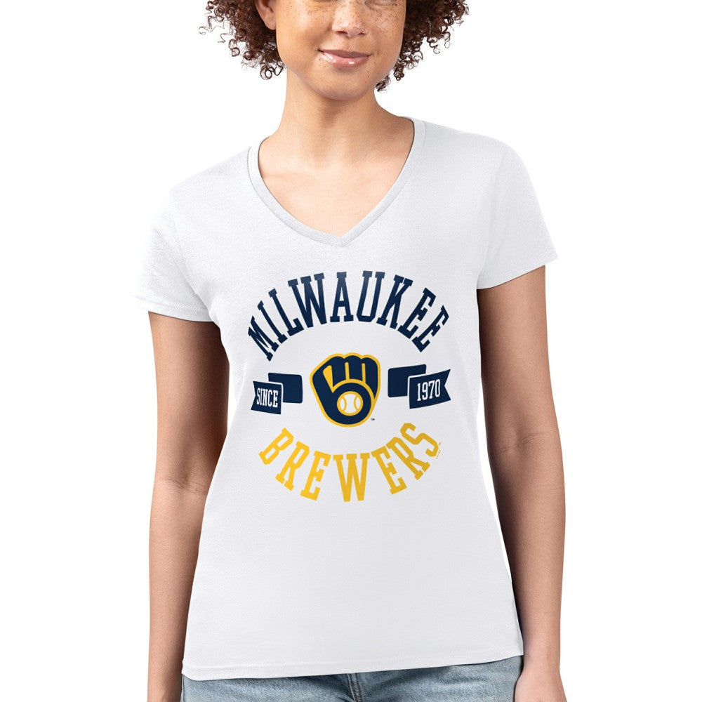 Milwaukee Brewers G-III 4Her by Carl Banks Women's Super-Slim Fit Lightweight City Graphic V-Neck T-Shirt Online