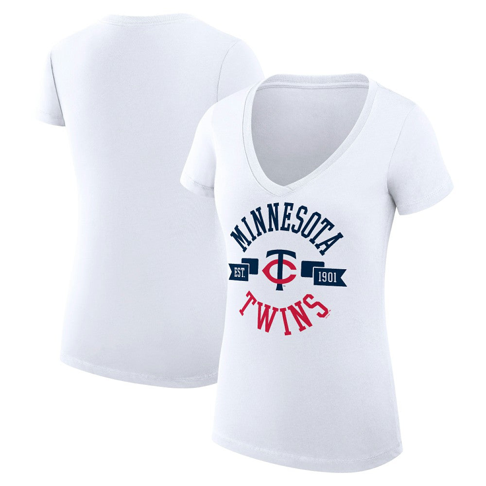 Minnesota Twins G-III 4Her by Carl Banks Women's Super-Slim Fit Lightweight City Graphic V-Neck T-Shirt Discount