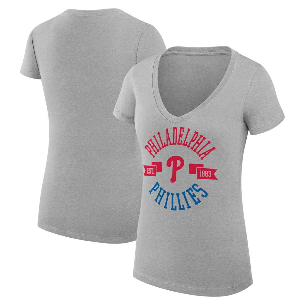 Philadelphia Phillies G-III 4Her by Carl Banks Women's Super-Slim Fit Lightweight City Graphic V-Neck T-Shirt Discount