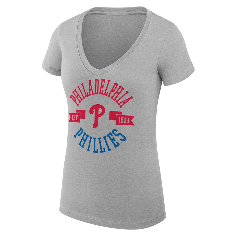 Philadelphia Phillies G-III 4Her by Carl Banks Women's Super-Slim Fit Lightweight City Graphic V-Neck T-Shirt Discount