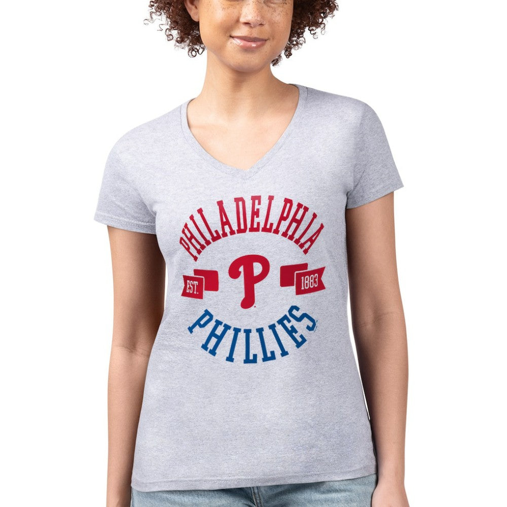 Philadelphia Phillies G-III 4Her by Carl Banks Women's Super-Slim Fit Lightweight City Graphic V-Neck T-Shirt Discount