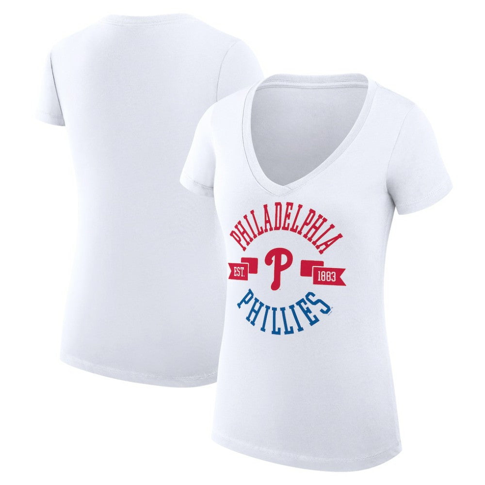 Philadelphia Phillies G-III 4Her by Carl Banks Women's Super-Slim Fit Lightweight City Graphic V-Neck T-Shirt Near Me
