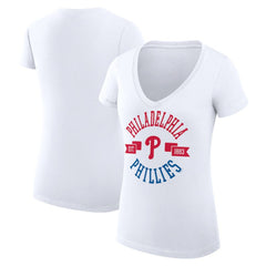 Philadelphia Phillies G-III 4Her by Carl Banks Women's Super-Slim Fit Lightweight City Graphic V-Neck T-Shirt Near Me