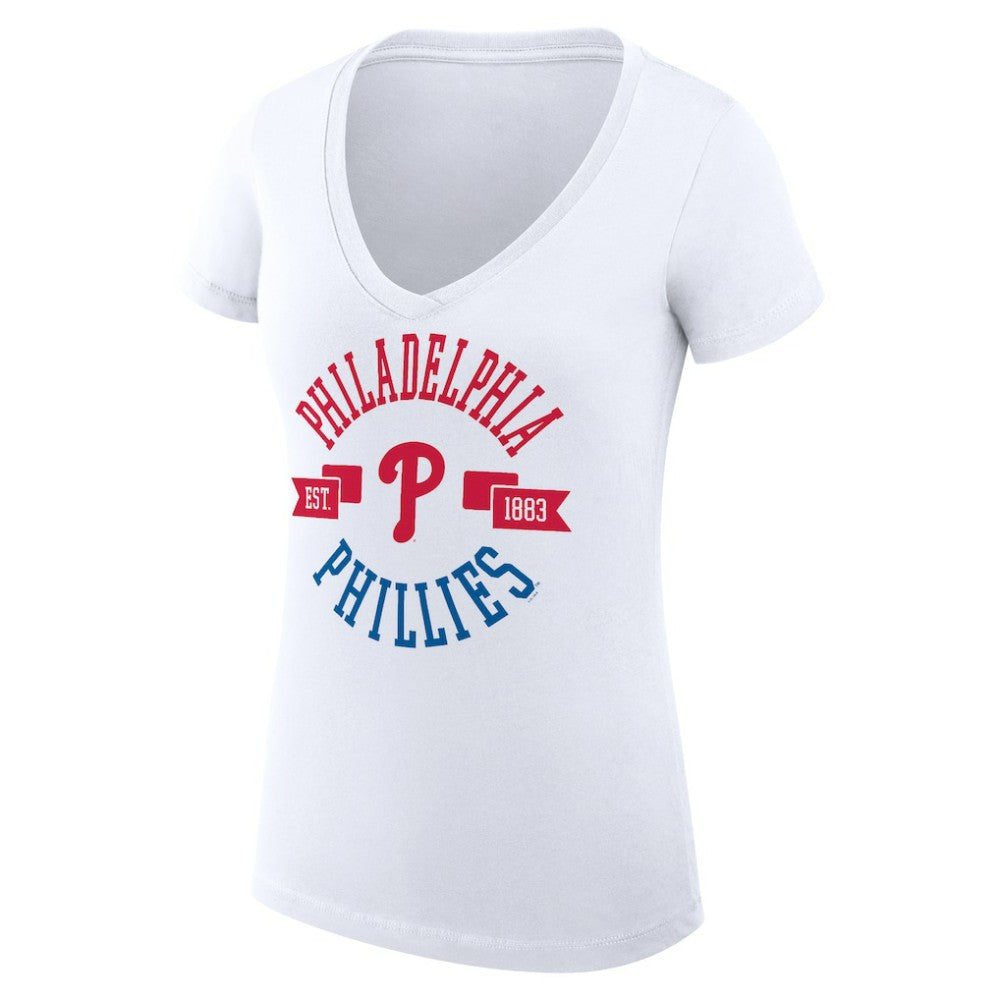 Philadelphia Phillies G-III 4Her by Carl Banks Women's Super-Slim Fit Lightweight City Graphic V-Neck T-Shirt Near Me