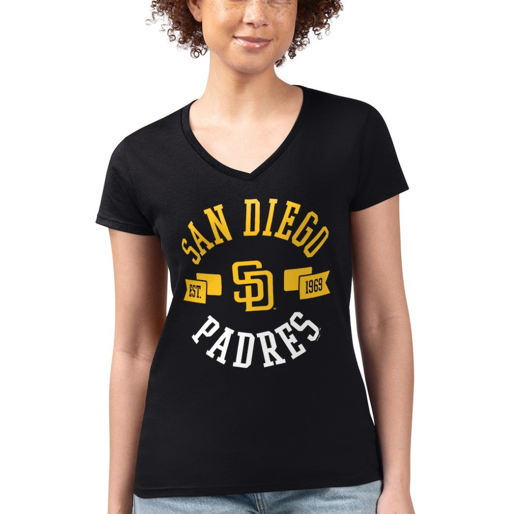 San Diego Padres G-III 4Her by Carl Banks Women's Super-Slim Fit Lightweight City Graphic V-Neck T-Shirt Online