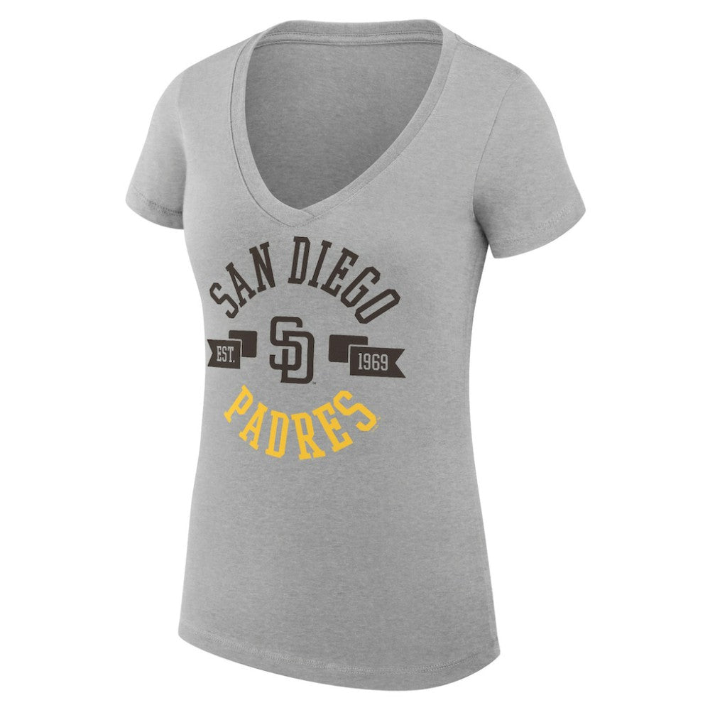 San Diego Padres G-III 4Her by Carl Banks Women's Super-Slim Fit Lightweight City Graphic V-Neck T-Shirt Sale
