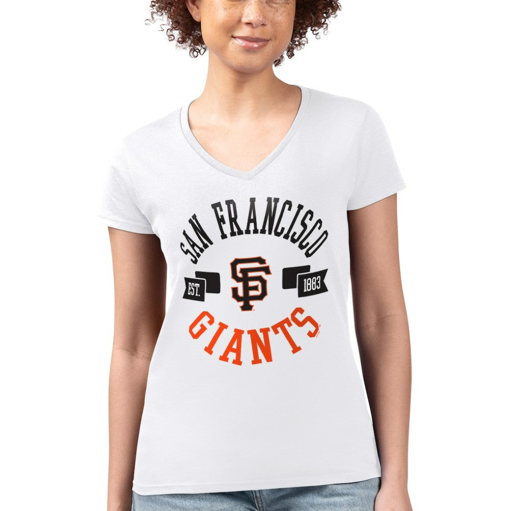 San Francisco Giants G-III 4Her by Carl Banks Women's Super-Slim Fit Lightweight City Graphic V-Neck T-Shirt for sale