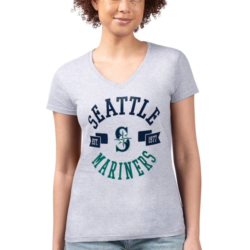 Seattle Mariners G-III 4Her by Carl Banks Women's Super-Slim Fit Lightweight City Graphic V-Neck T-Shirt for sale