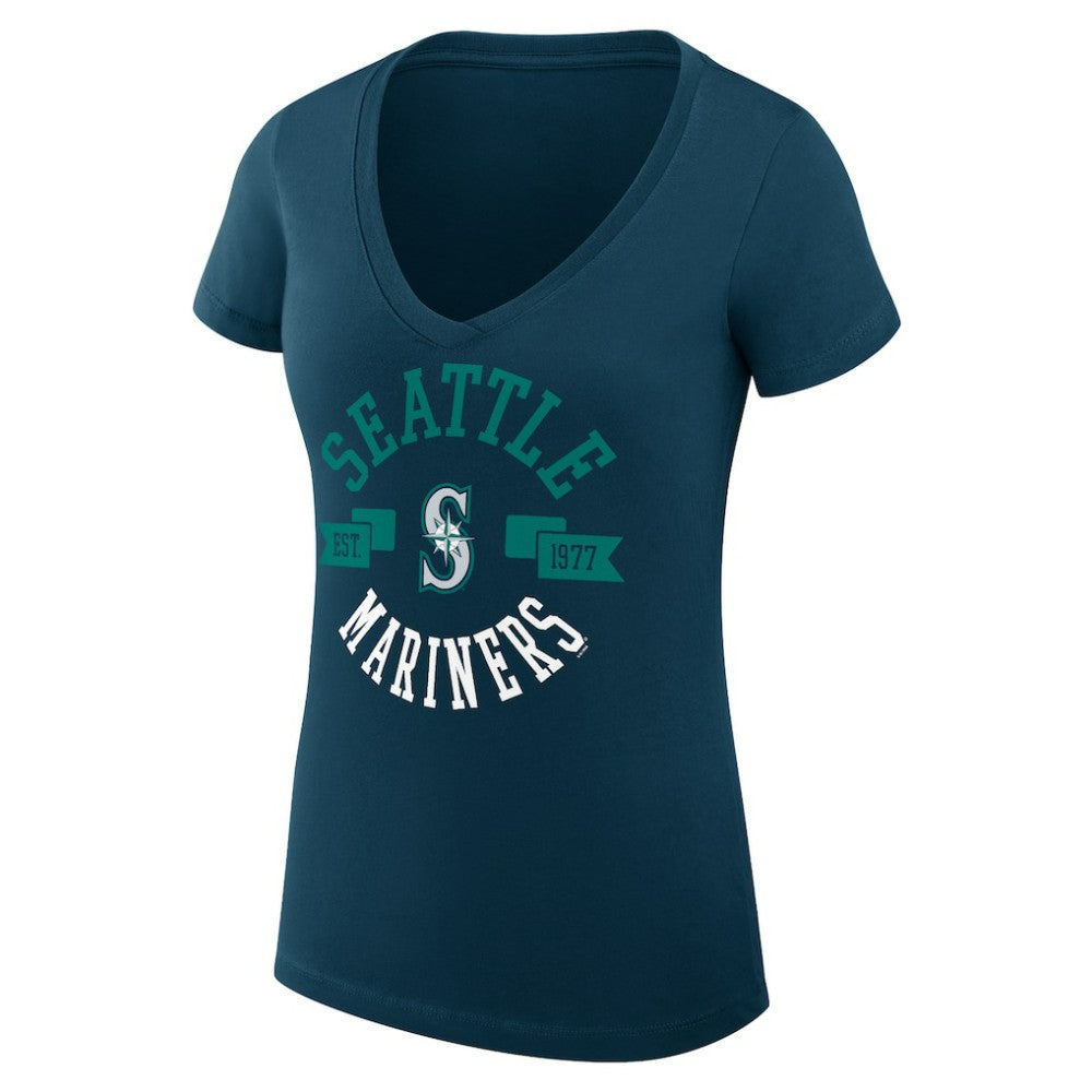 Seattle Mariners G-III 4Her by Carl Banks Women's Super-Slim Fit Lightweight City Graphic V-Neck T-Shirt Discount