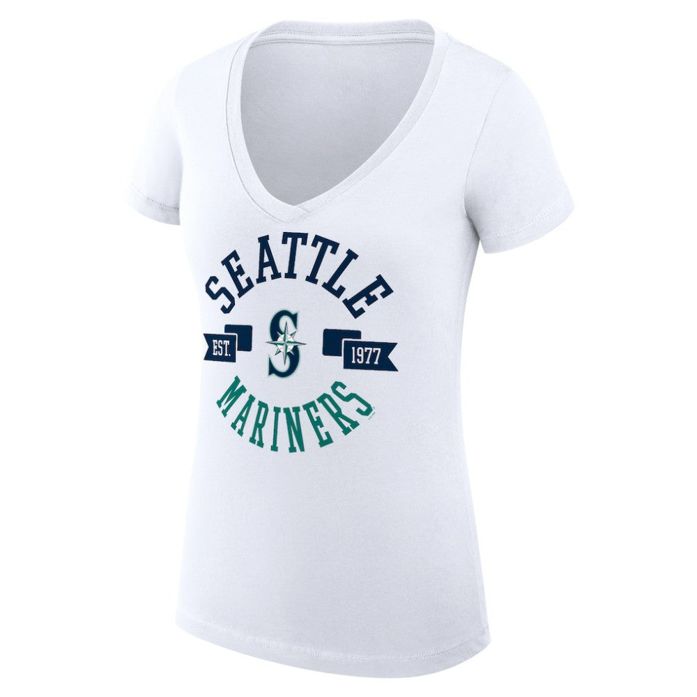 Seattle Mariners G-III 4Her by Carl Banks Women's Super-Slim Fit Lightweight City Graphic V-Neck T-Shirt Discount